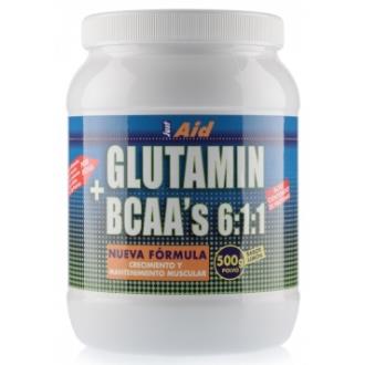 GLUTAMIN + BCAA sabor limon 500gr. (JUST AID)